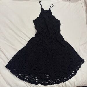Black Lace Skater Y2K Mini Dress Halter Goth Grunge